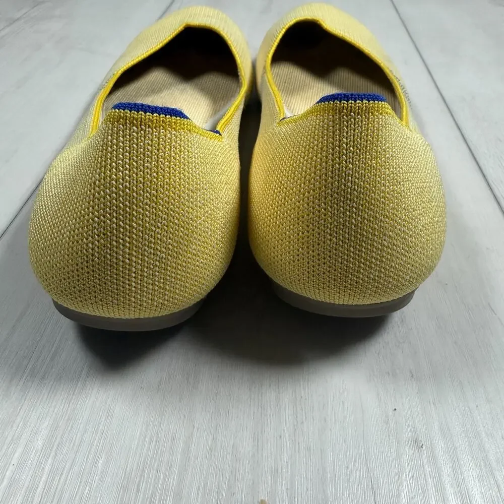Rothys Round Toe Yellow Ballet Flat Slip On Washable 12